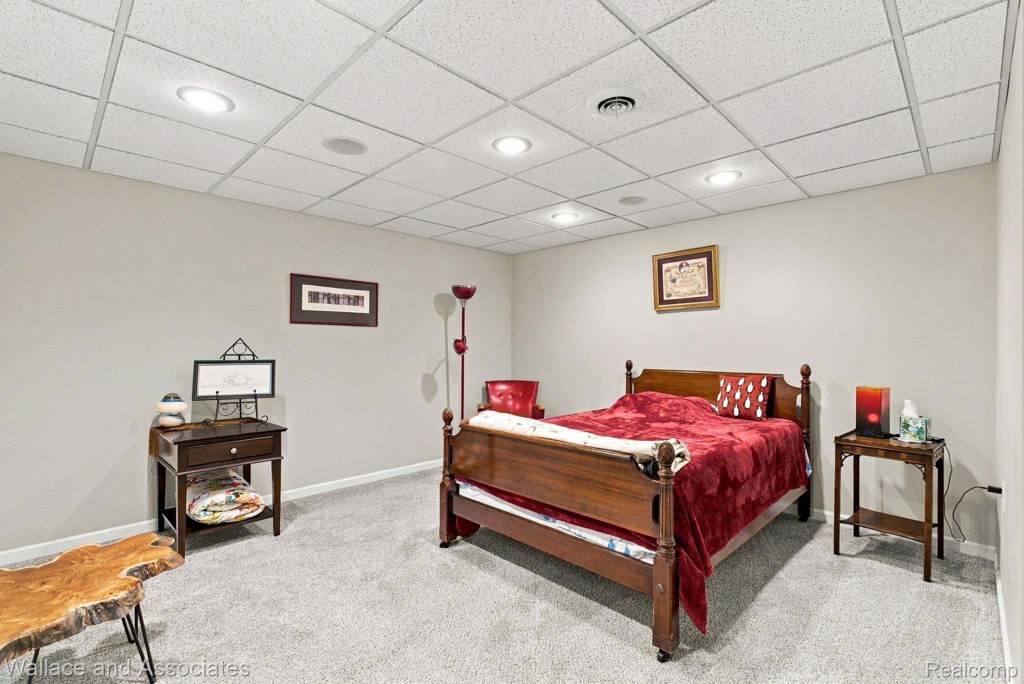 17076 27 Mile Road Ray, MI 48096 - Photo 46 of 63 Recessed lighting, drop ceiling, wall-to-wall carpeting, light neutral wall color, built-in speaker