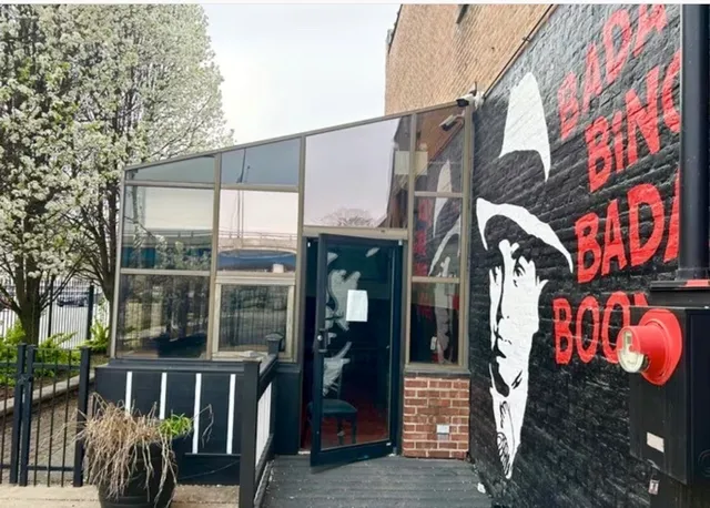 a front view of a building with glass windows