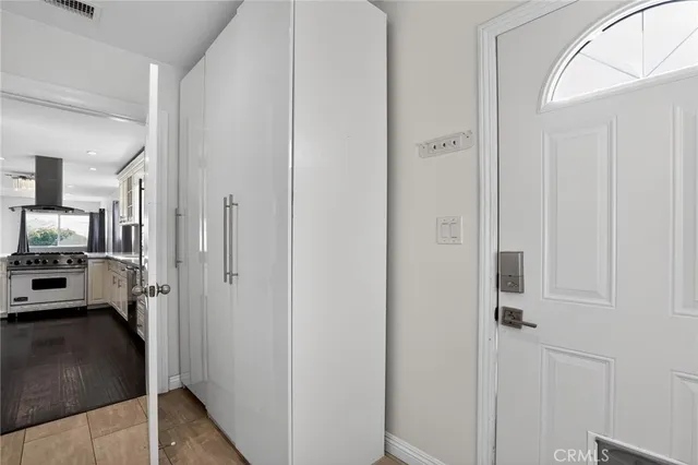 a view of a bedroom from the hallway