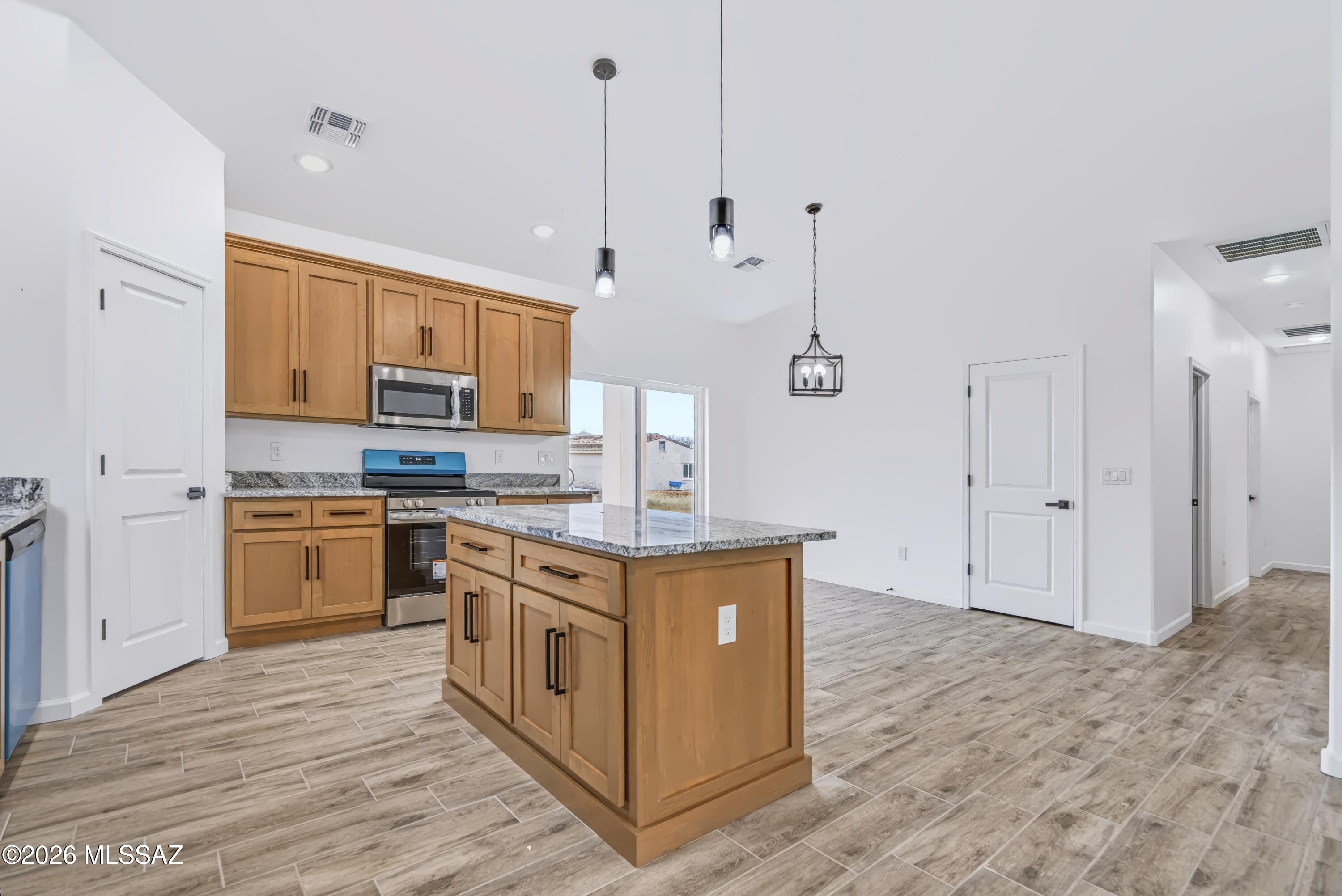 Kitchen and island