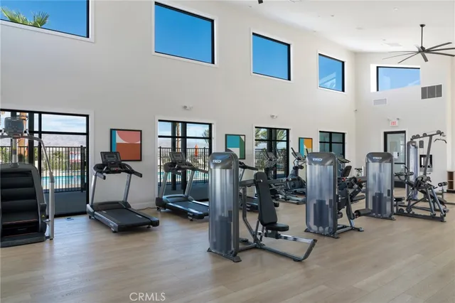 a view of a room with gym equipment