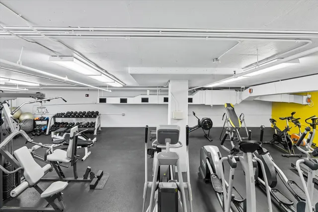 a view of a room with gym equipment