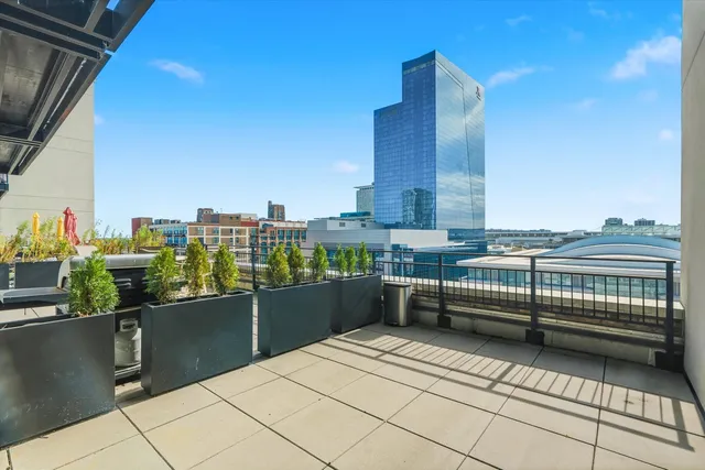 a view of terrace with city view