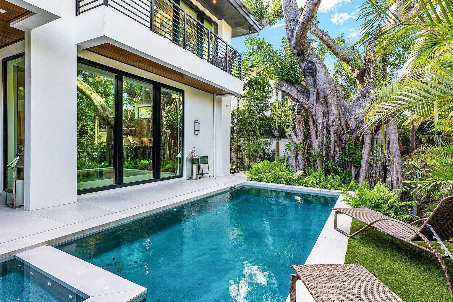 775 Park Drive West Boca Raton, FL 33432 - Photo 8 of 31 a view of backyard with swimming pool and outdoor seating