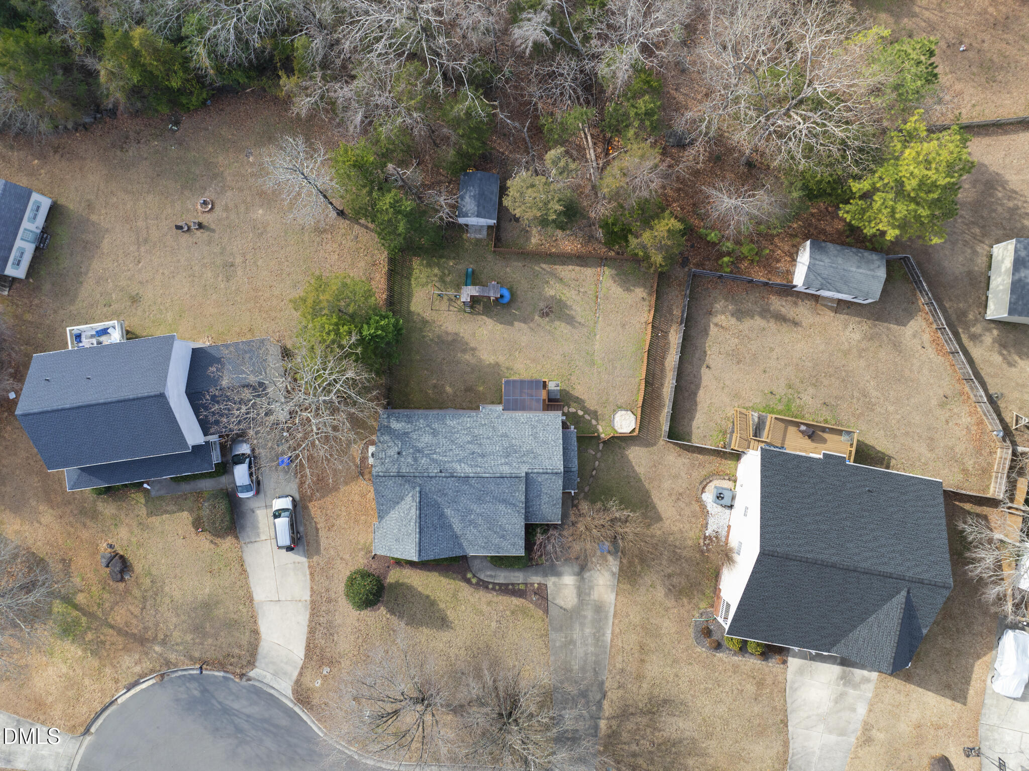 6 Stone Mill Place Durham, NC 27712 - Photo 40 of 44 an aerial view of houses with outdoor space