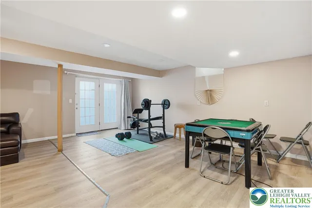 a workspace with furniture and window