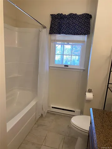 a bathroom with a toilet and a bathtub