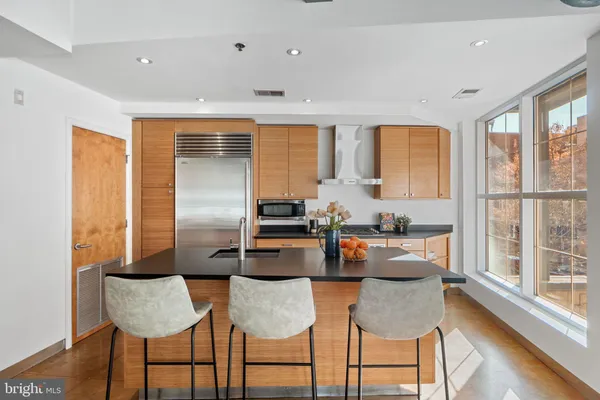 a dinning room with furniture