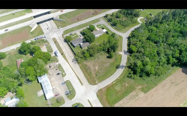 an aerial view of a garden