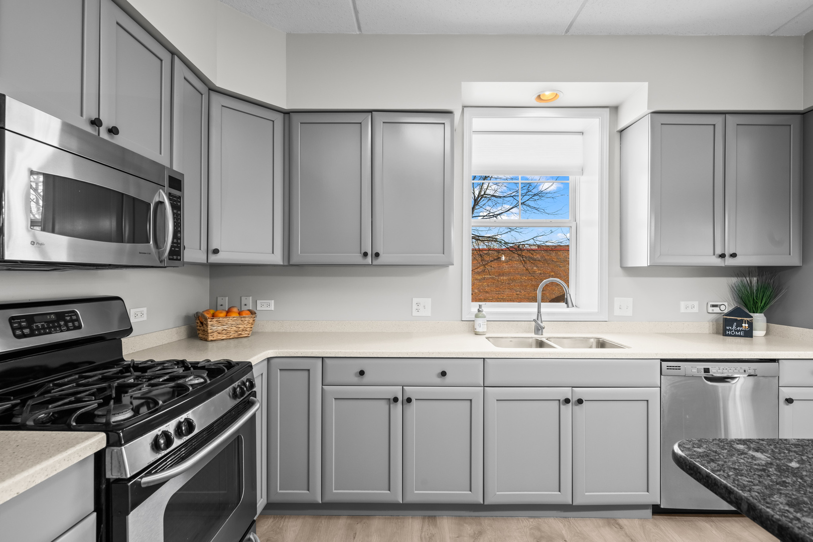 133 West Palatine Road, Unit 107A Palatine, IL 60067 - Photo 6 of 16 a kitchen with cabinets appliances a sink and a window