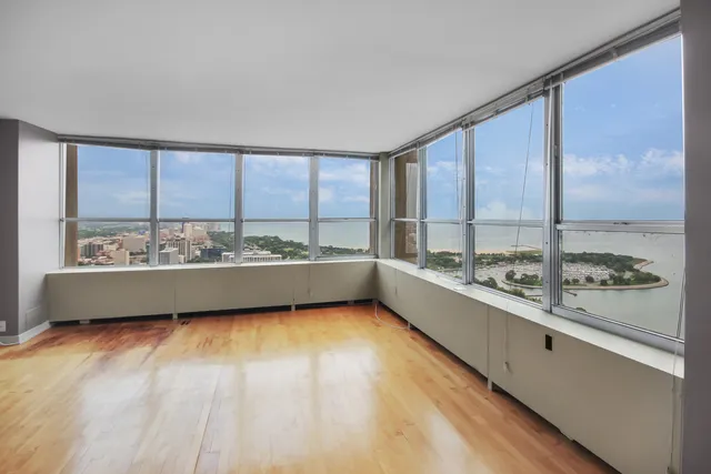 a view of a large and a large window