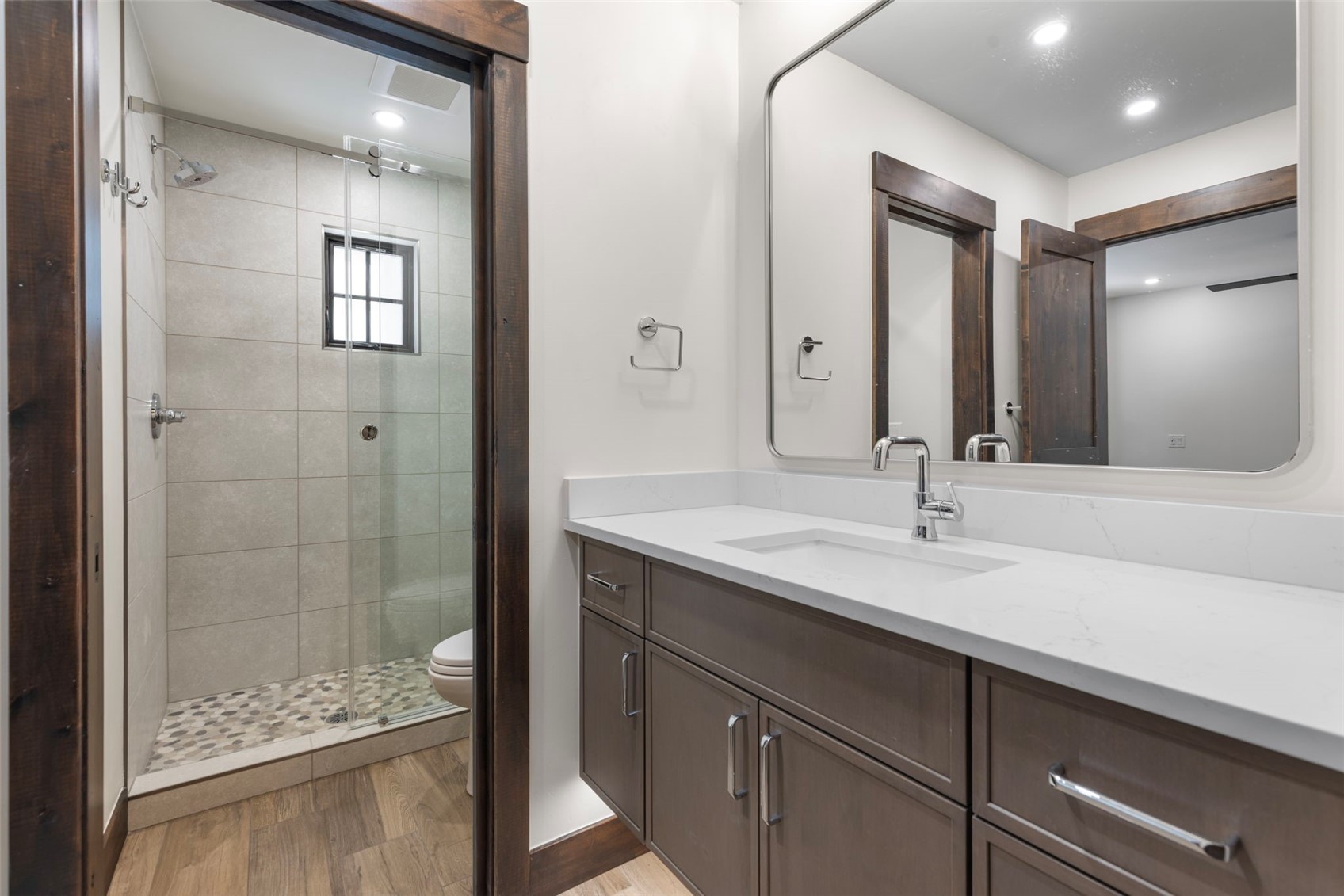 312 3rd Avenue, Unit 1 Frisco, CO 80443 - Photo 36 of 42 a bathroom with a granite countertop sink mirror and double