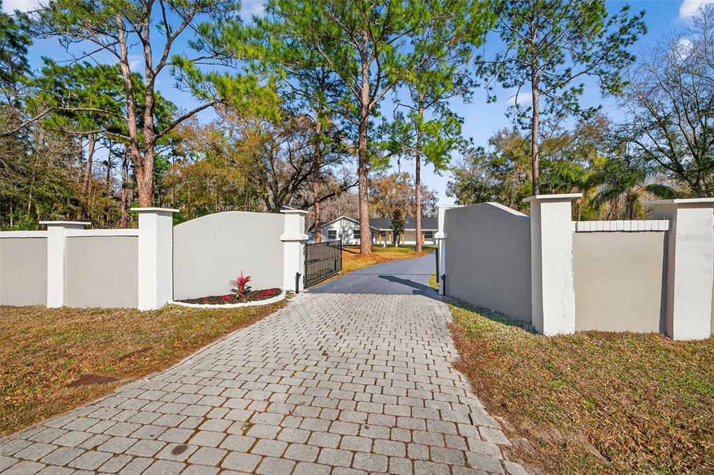 1120 Country Lane Lutz, FL 33558 - Photo 2 of 52 a backyard of a house with large trees and covered with wooden fence