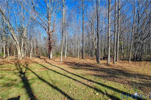 a view of a backyard with wooden fence