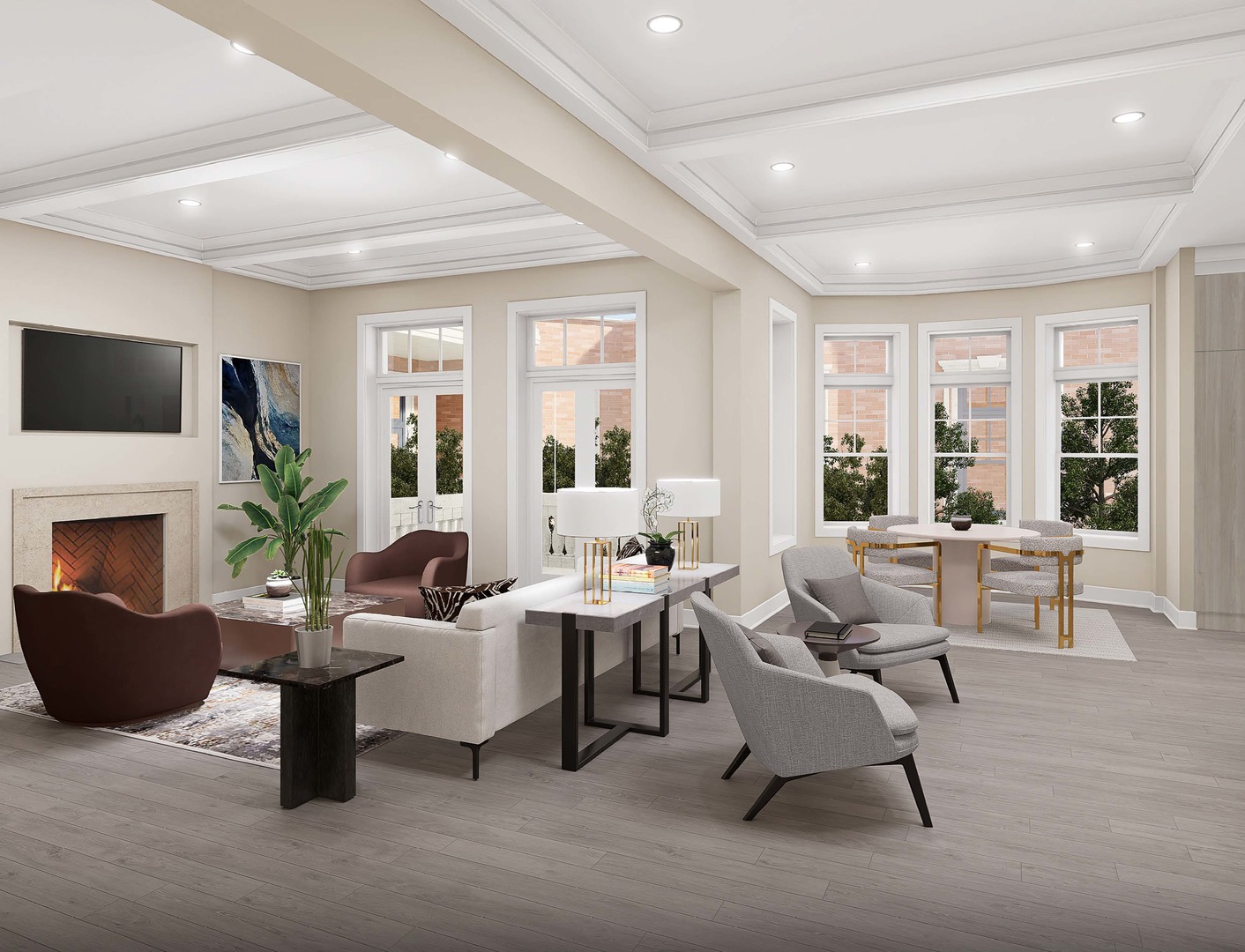 1447 North Dearborn Street, Unit 1N Chicago, IL 60610 - Photo 3 of 10 a living room with furniture a fireplace and a large window