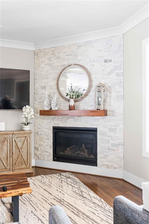 5758 Williams Road Norcross, GA 30093 - Photo 12 of 90 a living room with furniture a fireplace and a flat screen tv
