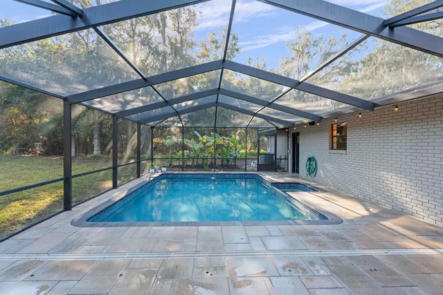 a view of a bench in a garden