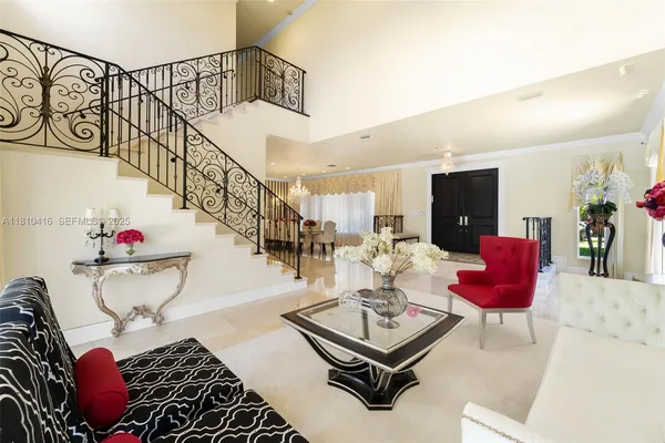 a living room with furniture