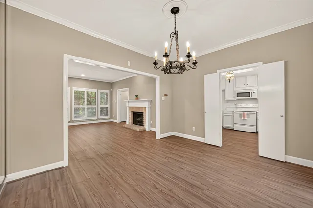a view of a livingroom with a chandelier