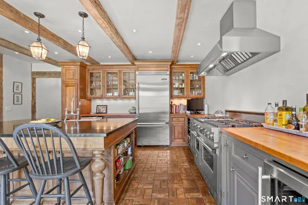 a kitchen with lots of counter top space