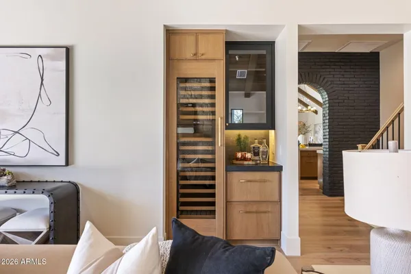 a view of cabinets and washer dryer