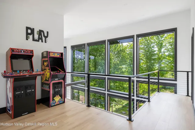 a view of a balcony with an outdoor space
