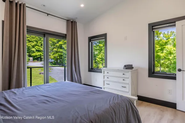 a view of swimming pool from a window