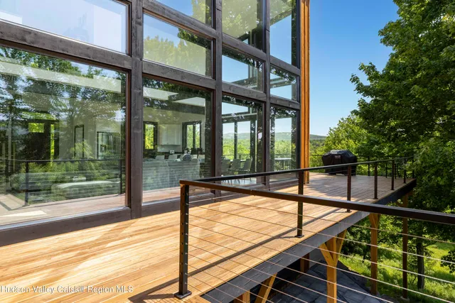 a view of a garden with a building in the background