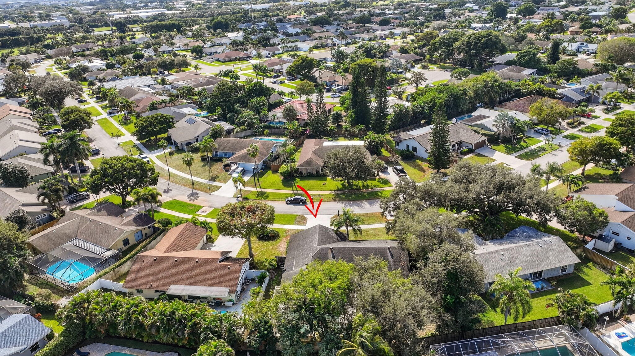 4135 Bay Laurel Way Boca Raton, FL 33487 - Photo 50 of 52 an aerial view of residential houses with outdoor space and trees