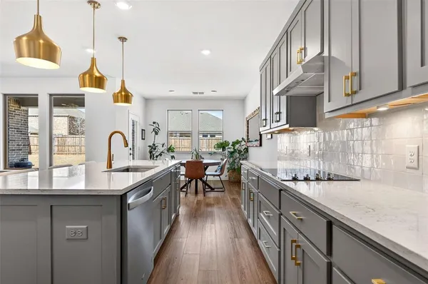 a kitchen with lots of counter top space