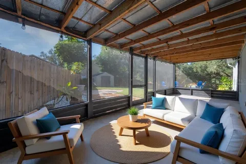 a outdoor living space with furniture