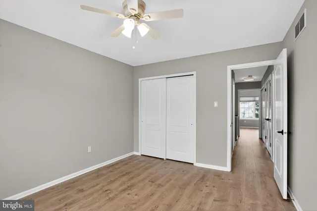 a view of an empty walk in closet