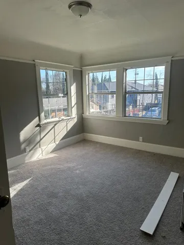 a view of a room with rack on the wall