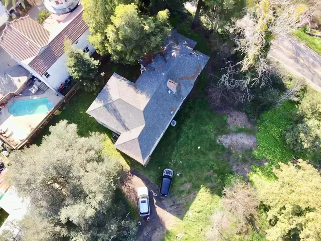 an aerial view of a house