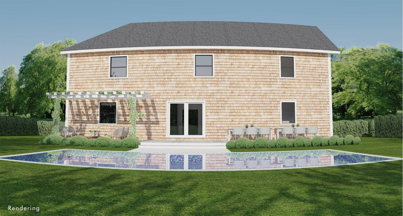 34 Harbor View Drive East Hampton, NY 11937 - Photo 3 of 10 a front view of a house with a yard and garage