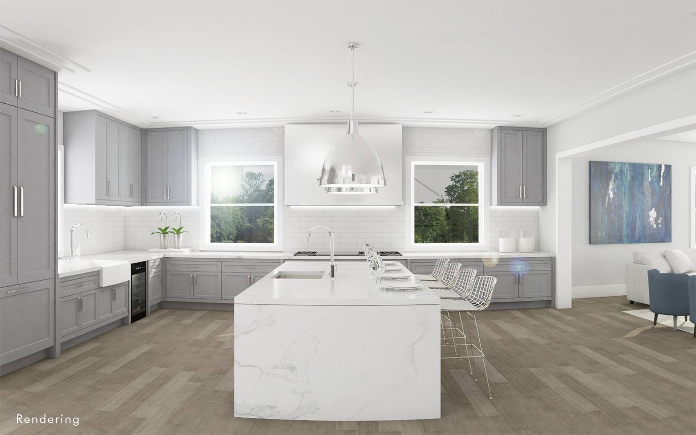 34 Harbor View Drive East Hampton, NY 11937 - Photo 8 of 10 a room with kitchen island a white cabinets and wooden floor