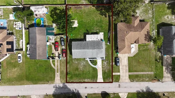 an aerial view of a house