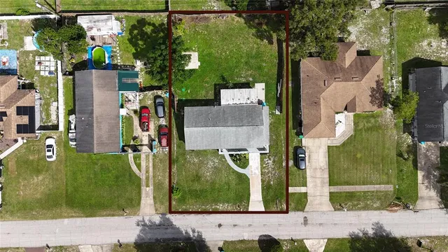 an aerial view of a house