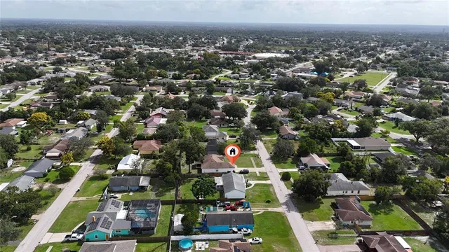 an aerial view of multiple house