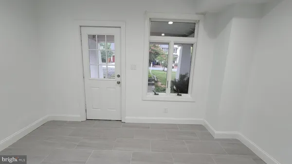 a view of a room with a bench