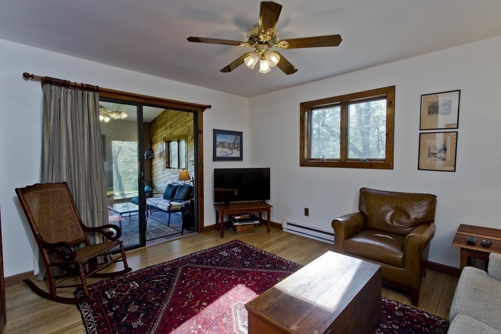 135 George Lamb Road Leyden, MA 01337 - Photo 26 of 42 a living room with furniture and a flat screen tv