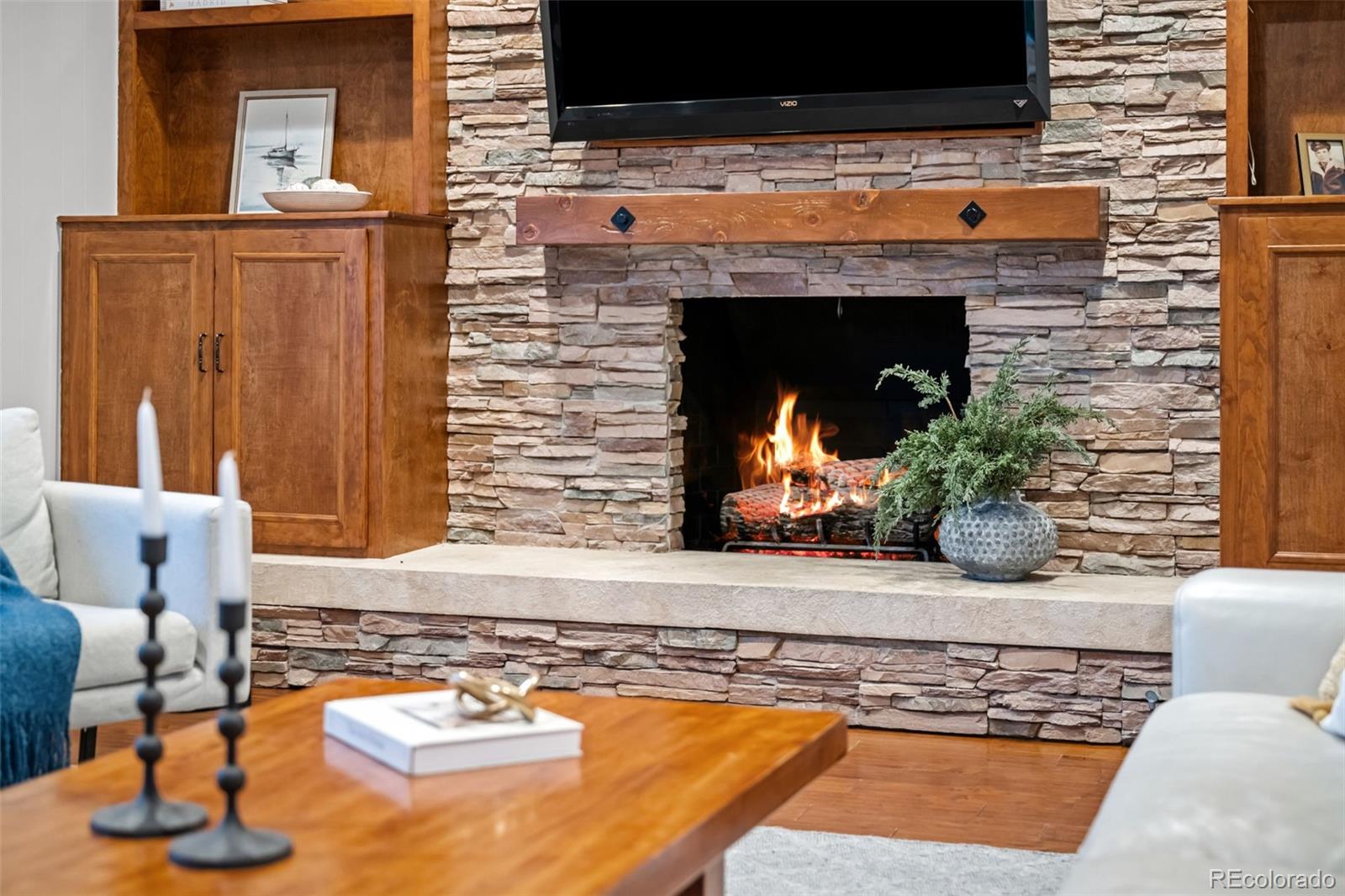 210 South Deframe Way Golden, CO 80401 - Photo 20 of 50 a living room with furniture and a fireplace