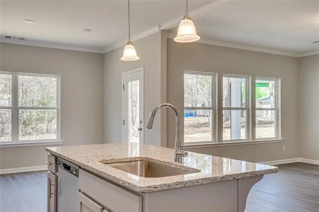 a kitchen with a sink and a window
