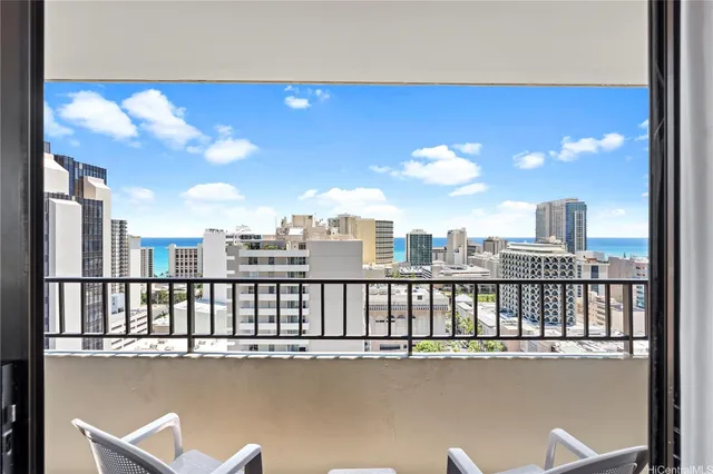 a view of city with balcony