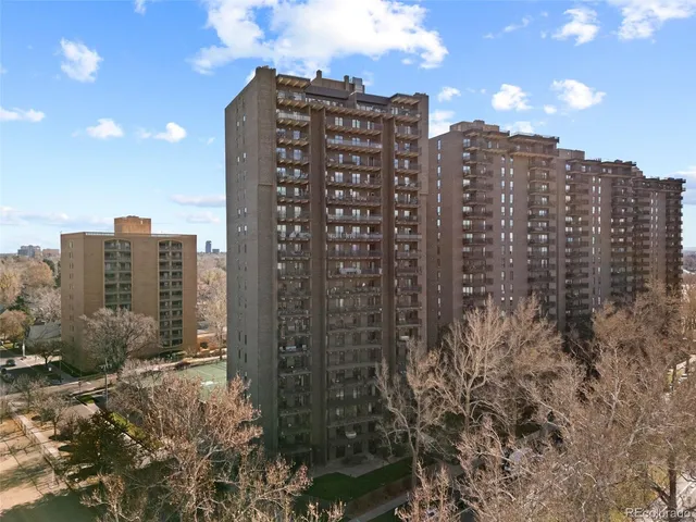a view of a city with tall buildings