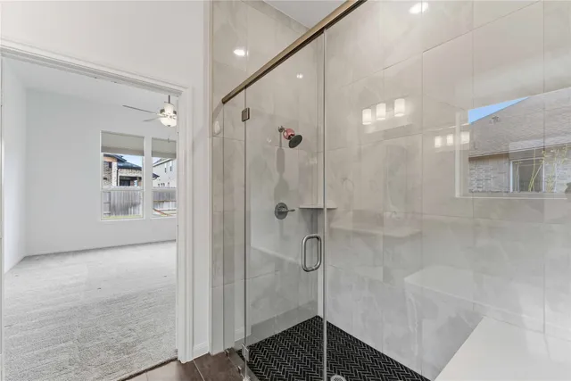 a bathroom with a shower