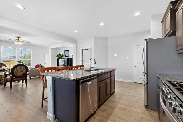 a kitchen with lots of counter top space