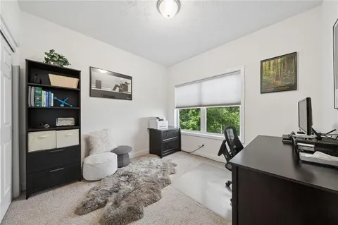 a living room with furniture window and potted plant