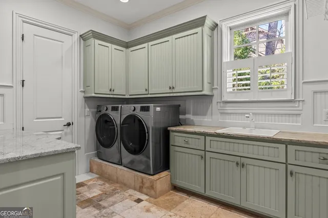 a view of an empty room with stairs