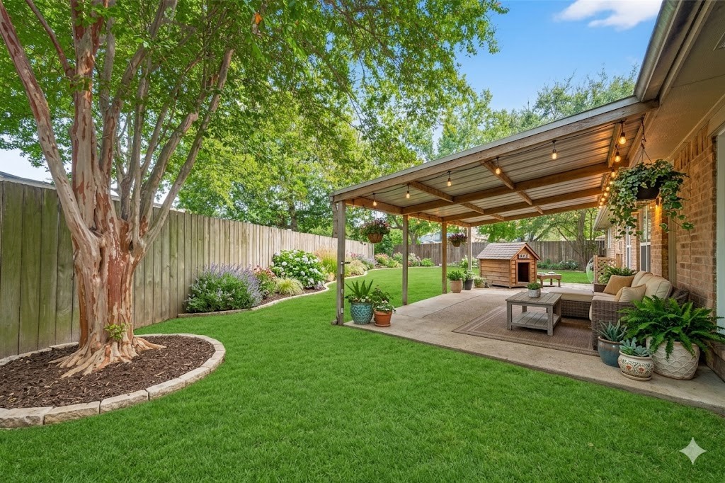 12910 Aste Lane Houston, TX 77065 - Photo 37 of 37 a view of a patio with table and chairs potted plants and large tree